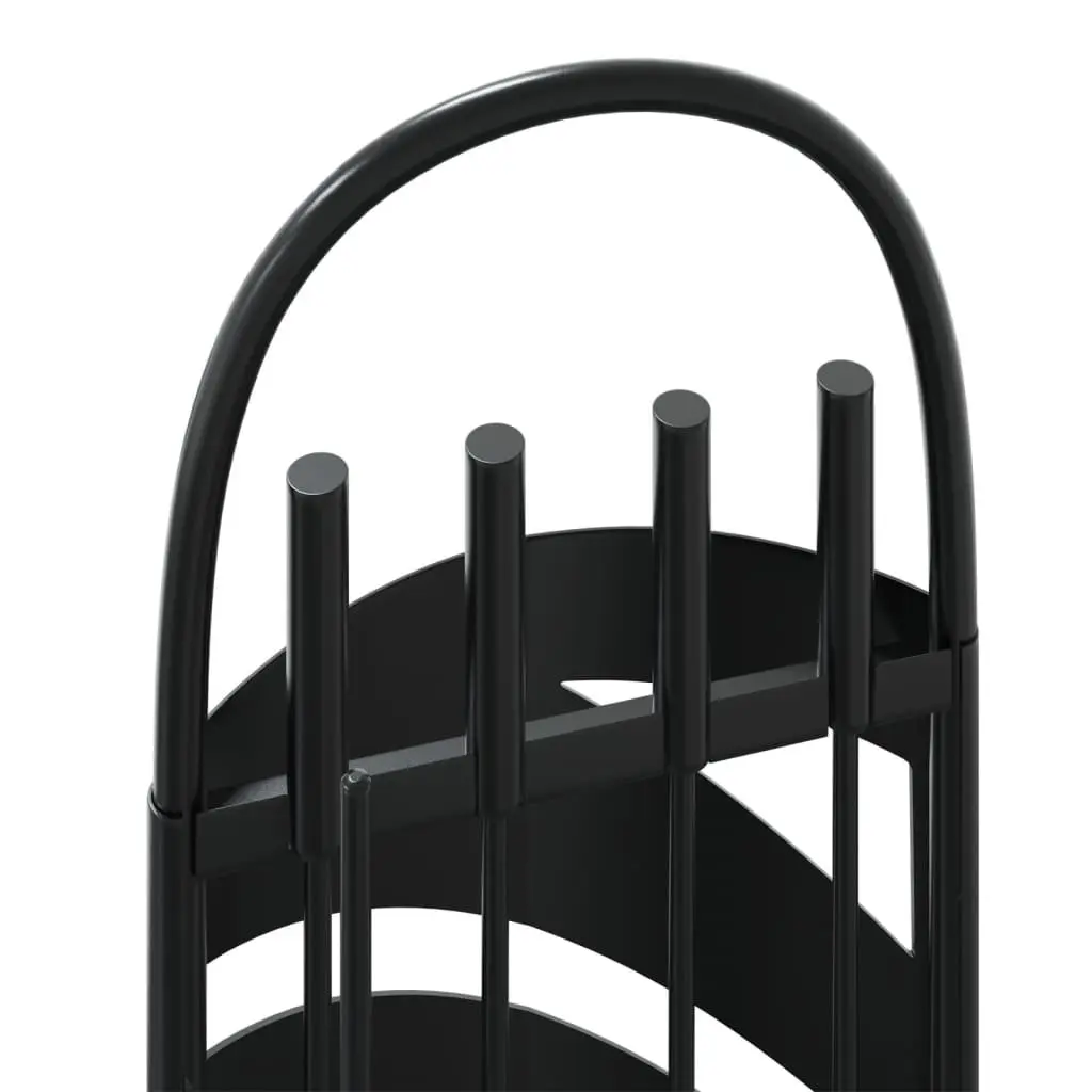Fireplace Tool Set Black 5 Piece Steel Durable Stand with Hooks for Fireplace Maintenance