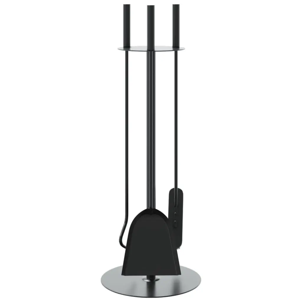 Fireplace Tool Set 4 Piece Steel Poker Shovel Broom Brush Ash Cleaning Rack