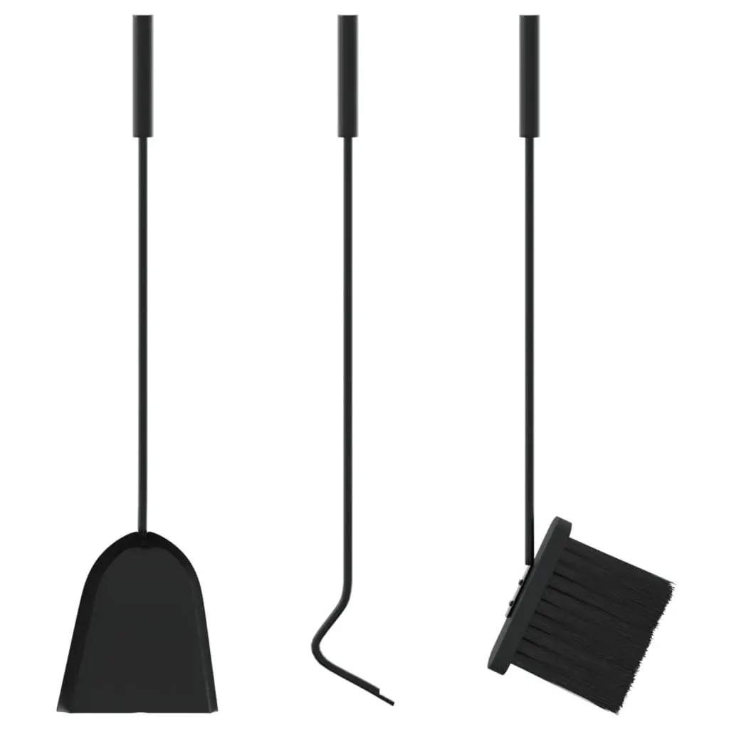 Fireplace Tool Set 4 Piece Steel Poker Shovel Broom Brush Ash Cleaning Rack