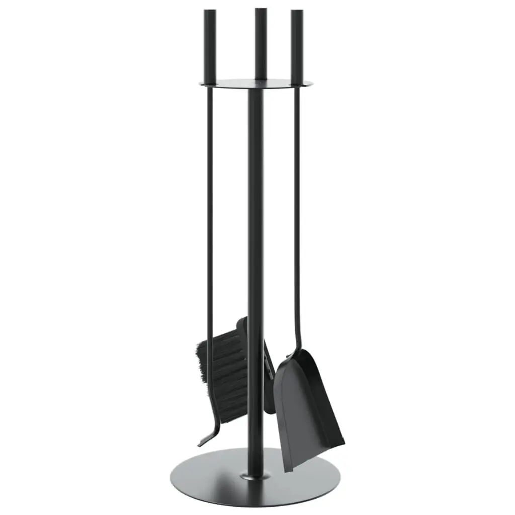 Fireplace Tool Set 4 Piece Steel Poker Shovel Broom Brush Ash Cleaning Rack