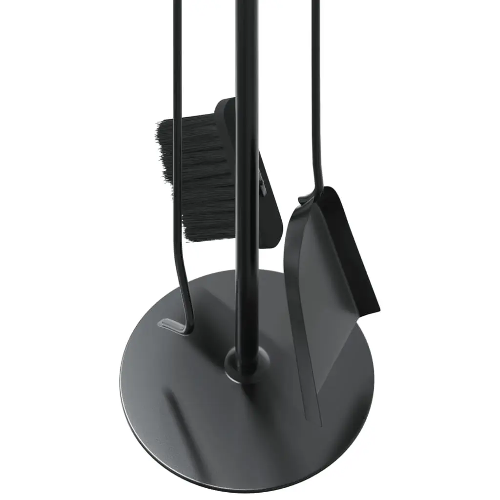Fireplace Tool Set 4 Piece Steel Poker Shovel Broom Brush Ash Cleaning Rack