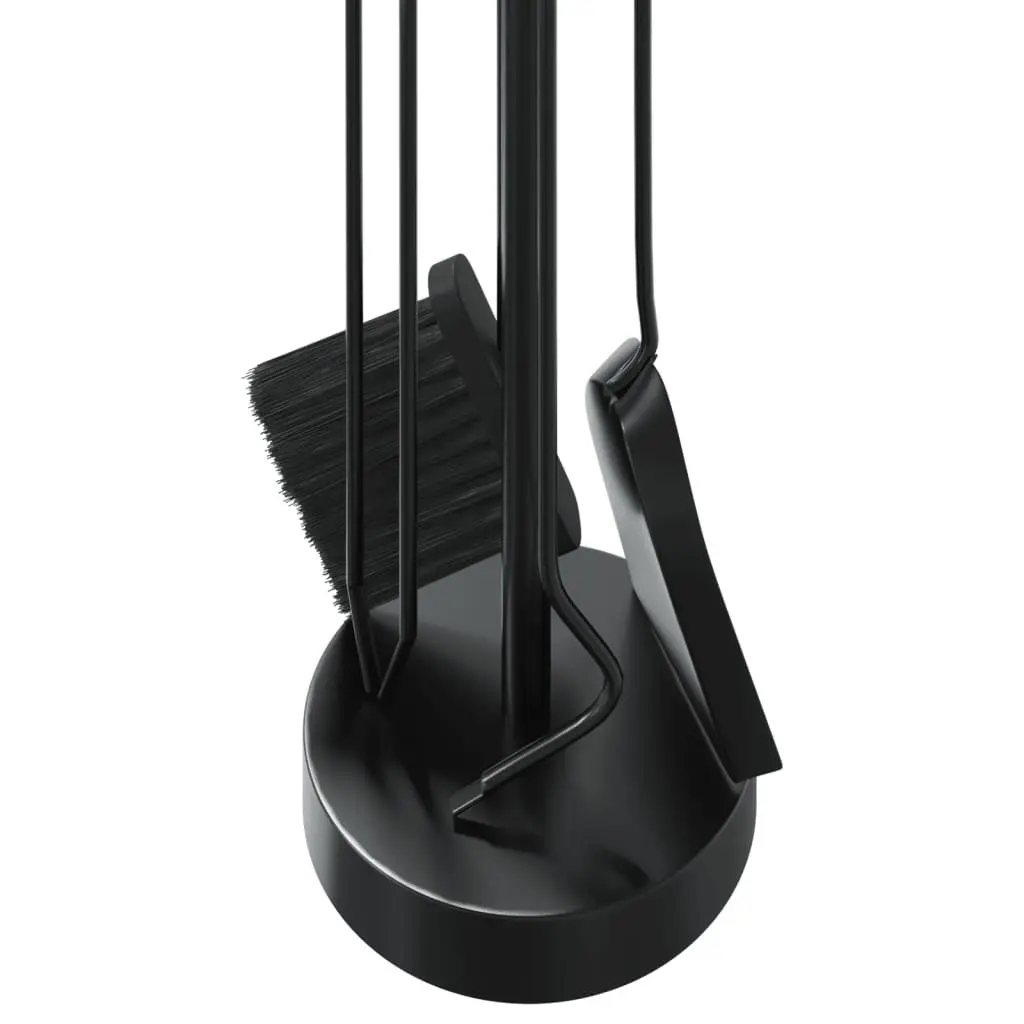 Fireplace Tool Set 5 Piece Steel Black Poker Rack Broom Shovel Pliers Hook Stand