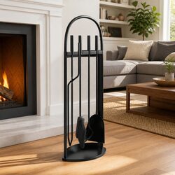 Compact 5-Piece Fireplace Tool Set with Stand