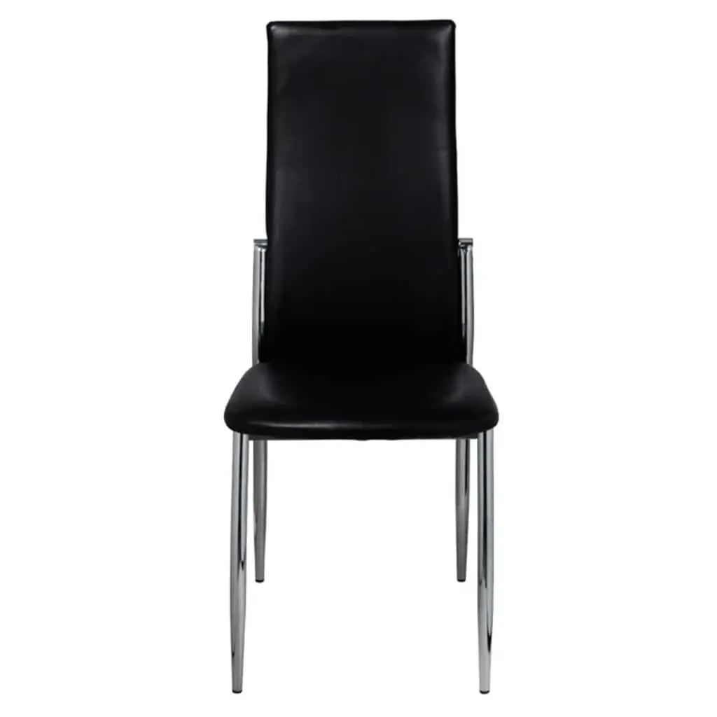 Dining Chairs Black 6 Piece Modern Kitchen High Backrest Faux Leather Seating Set