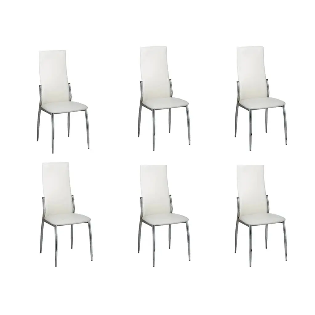 Dining Chairs White Set of 6 High Back Kitchen Room Seating Furniture