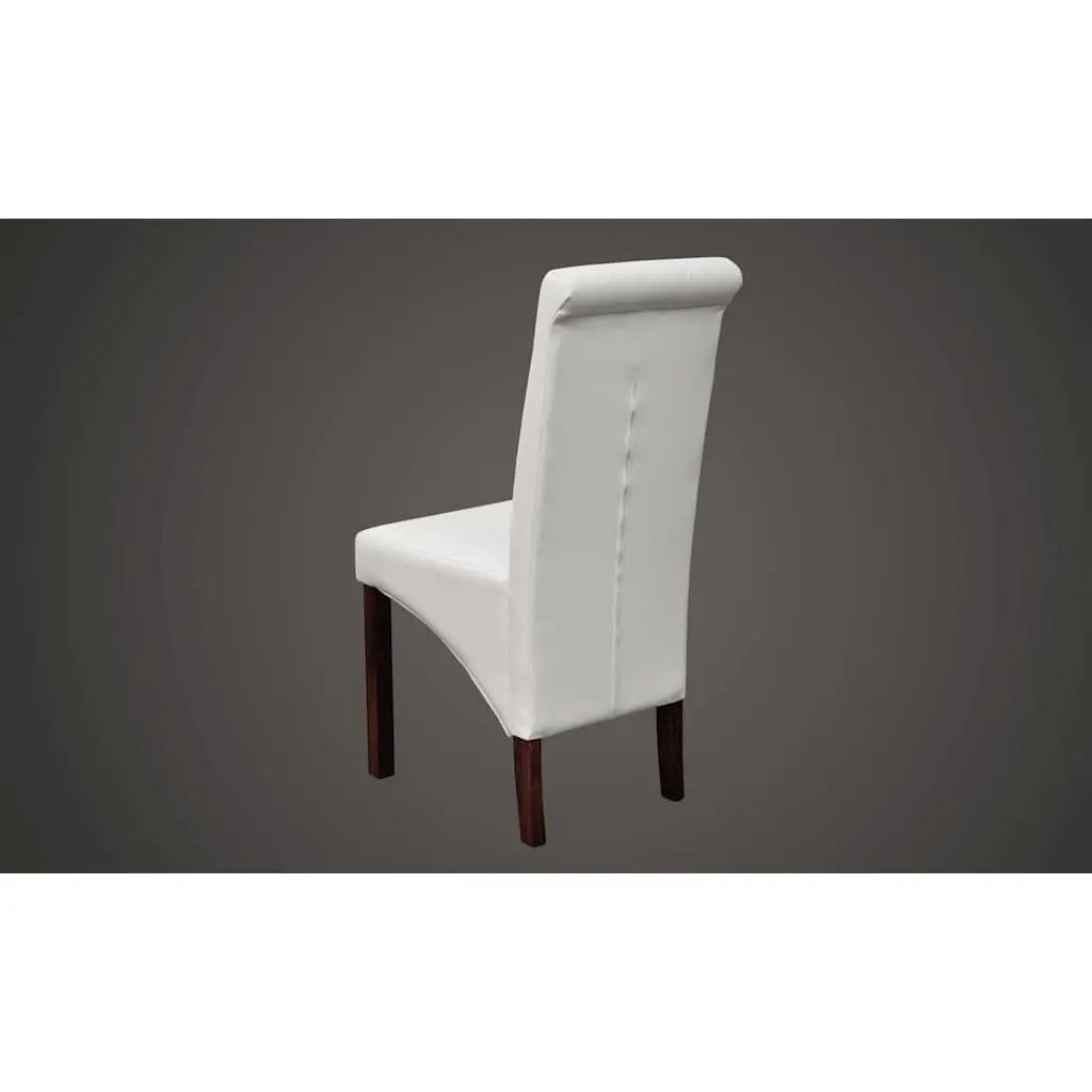 Dining Chairs White Faux Leather Ergonomic Padded Backrest Set of 4