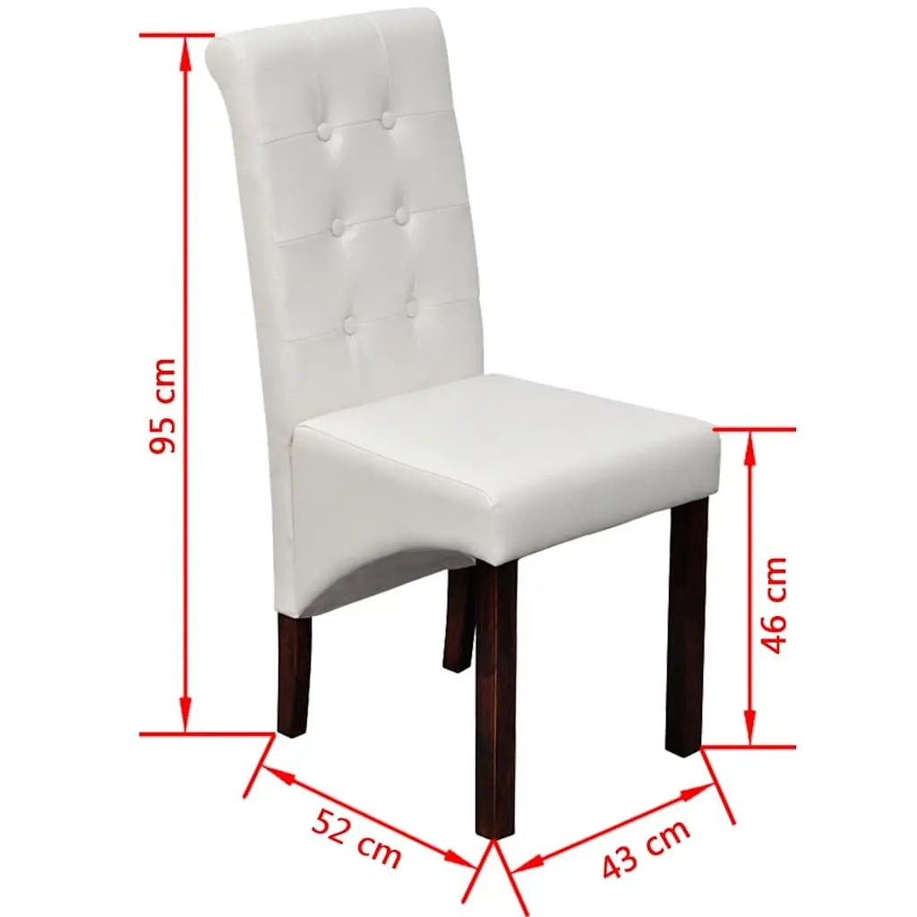 Dining Chairs White Faux Leather Ergonomic Padded Backrest Set of 4