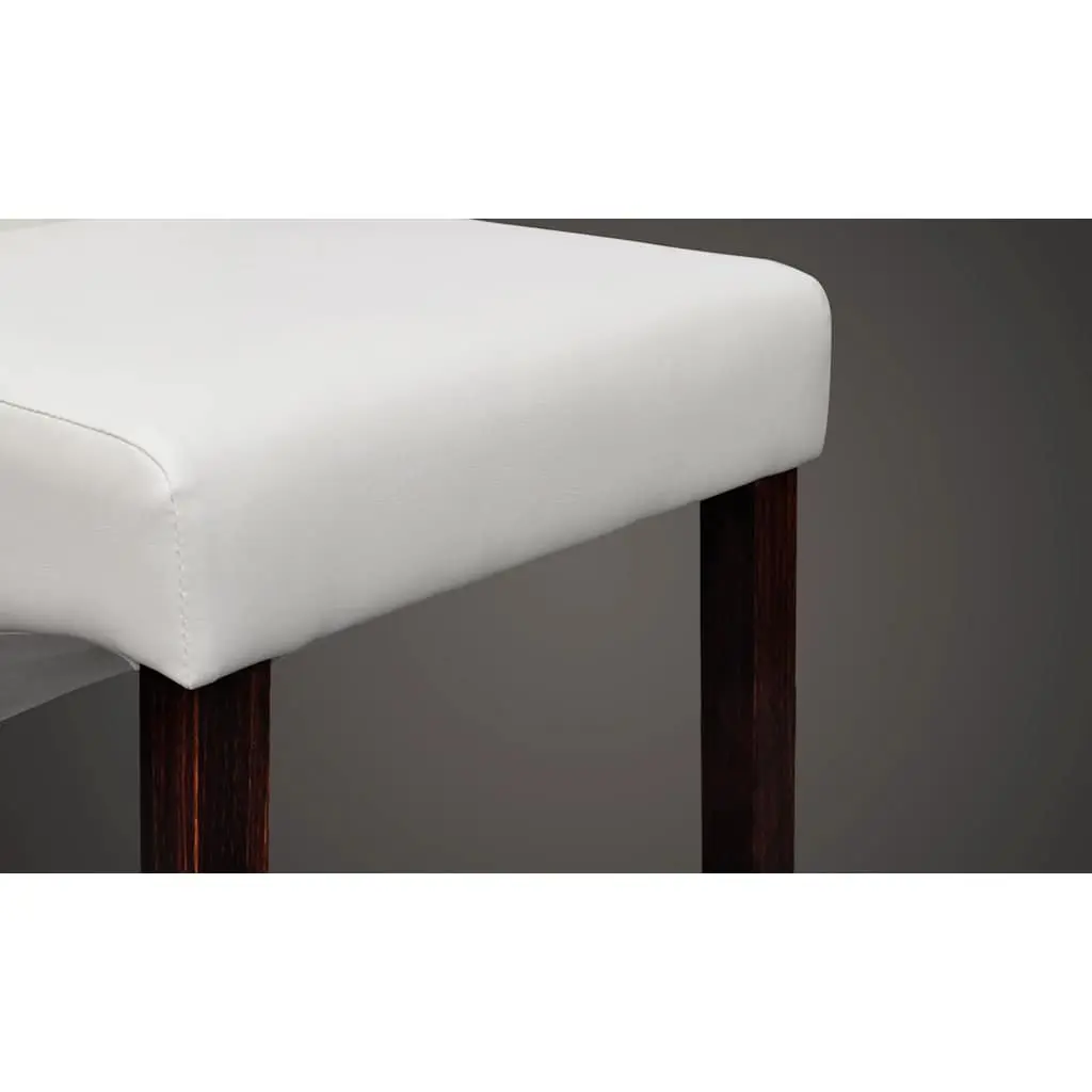 Dining Chairs White Faux Leather Ergonomic 6 Piece Kitchen Seating with Wood