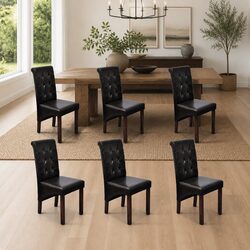Set of 6 Dining Chairs in Brown Faux Leather