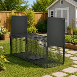Live Animal Trap Catch Cage 2 Door Green Foldable Handle Hunting Outdoor