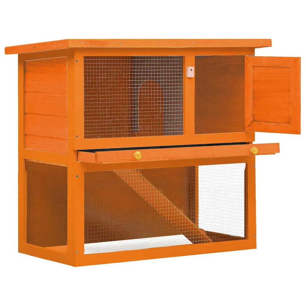 Outdoor Rabbit Hutch Small Animal House Pet Cage Wood 1 Door Brown