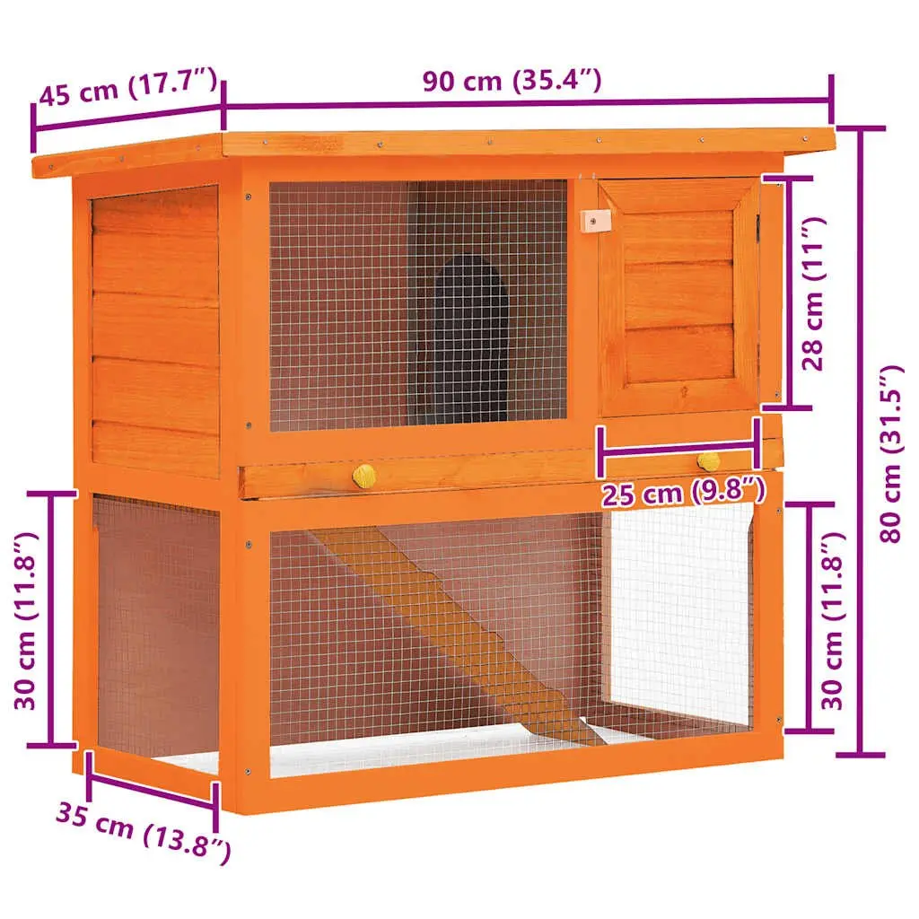 Outdoor Rabbit Hutch Small Animal House Pet Cage Wood 1 Door Brown