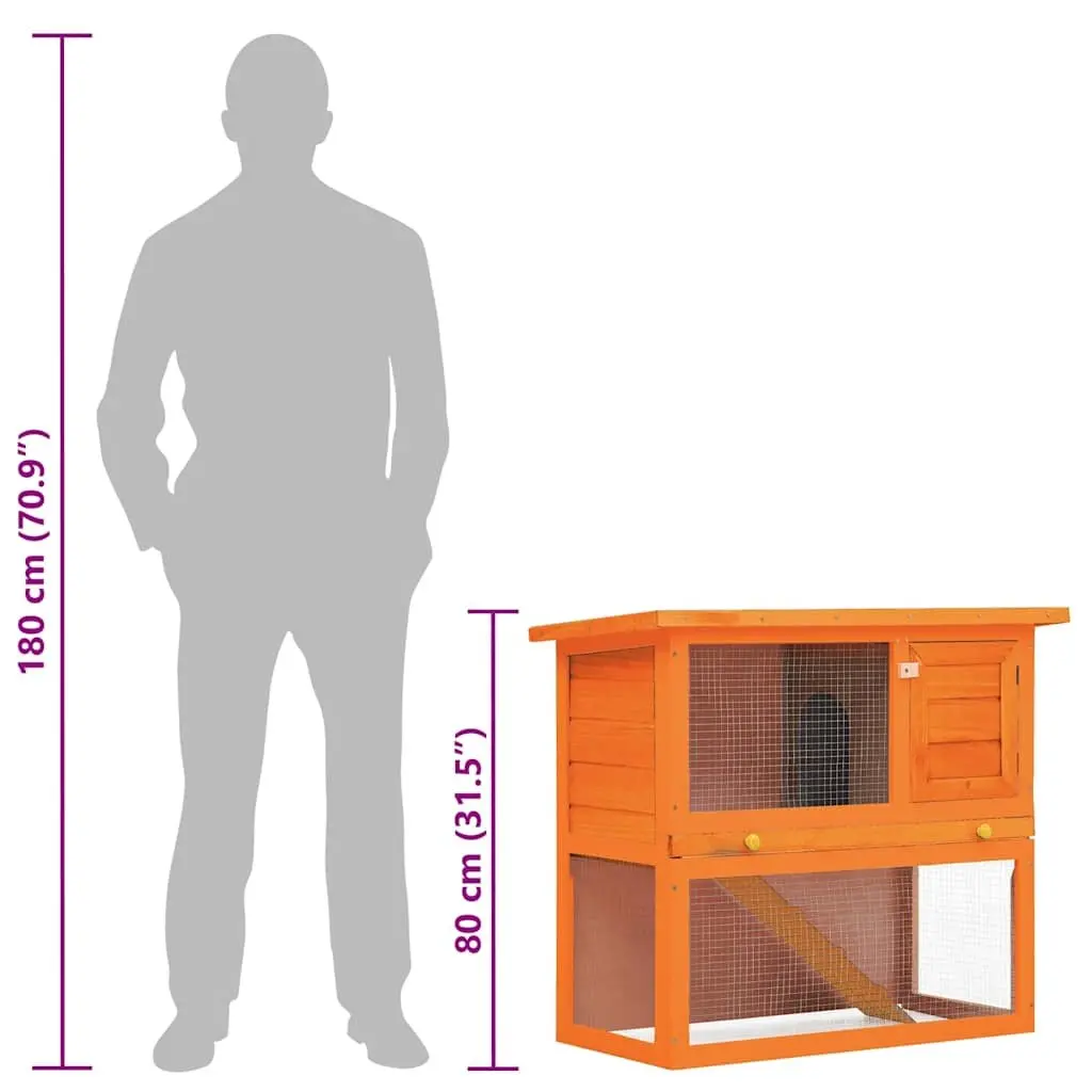 Outdoor Rabbit Hutch Small Animal House Pet Cage Wood 1 Door Brown