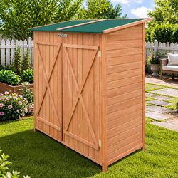 Wooden Garden Tool Shed Storage Room Outdoor Structure Large Brown Durable