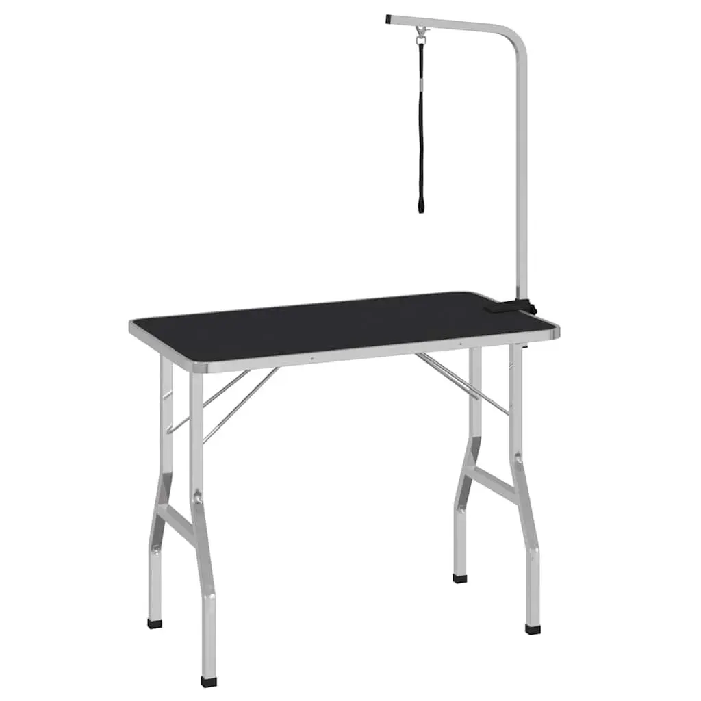 Foldable Grooming Table Brown Adjustable Arm Non-Slip Surface