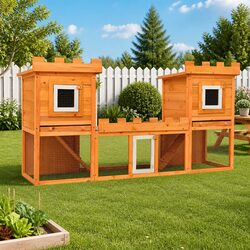 Double House Rabbit Hutch for Small Pets