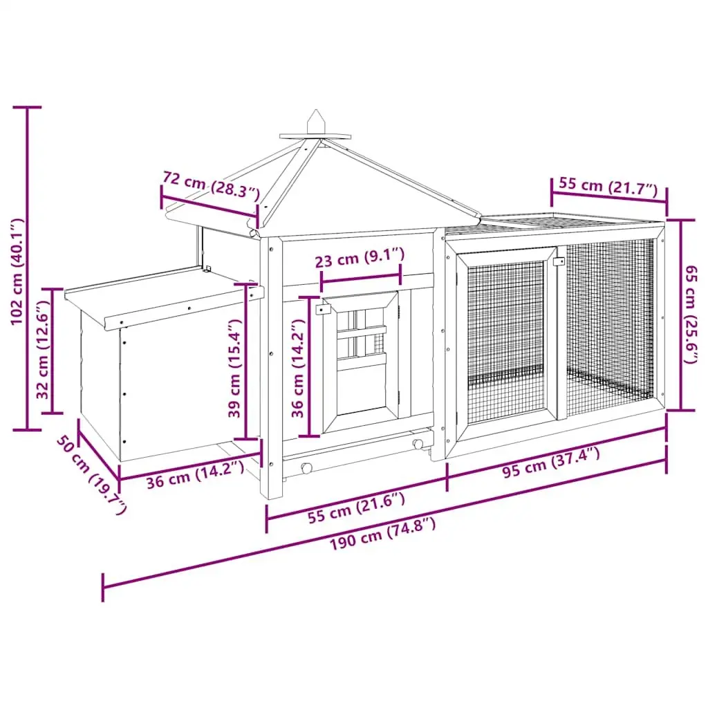Outdoor Chicken Coop Brown Large Run Iron Mesh Waterproof Fabric