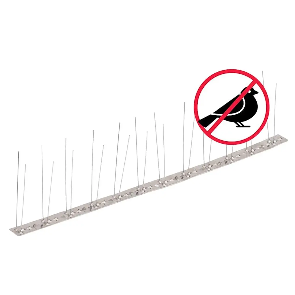 Bird Spikes Silver 3m 2-Row Stainless Steel Deterrent Strips Set of 6