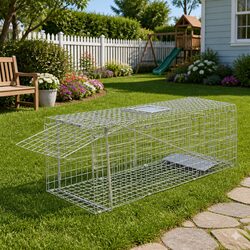 Live Trap Animal Cage 80cm Humane Safe Catch Release Unwanted Pest Control