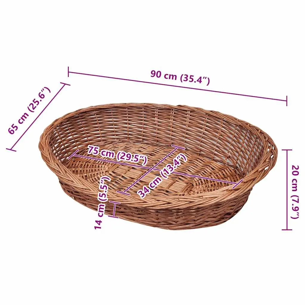 Dog Basket Pet Bed Brown 90cm Woven Indoor Outdoor