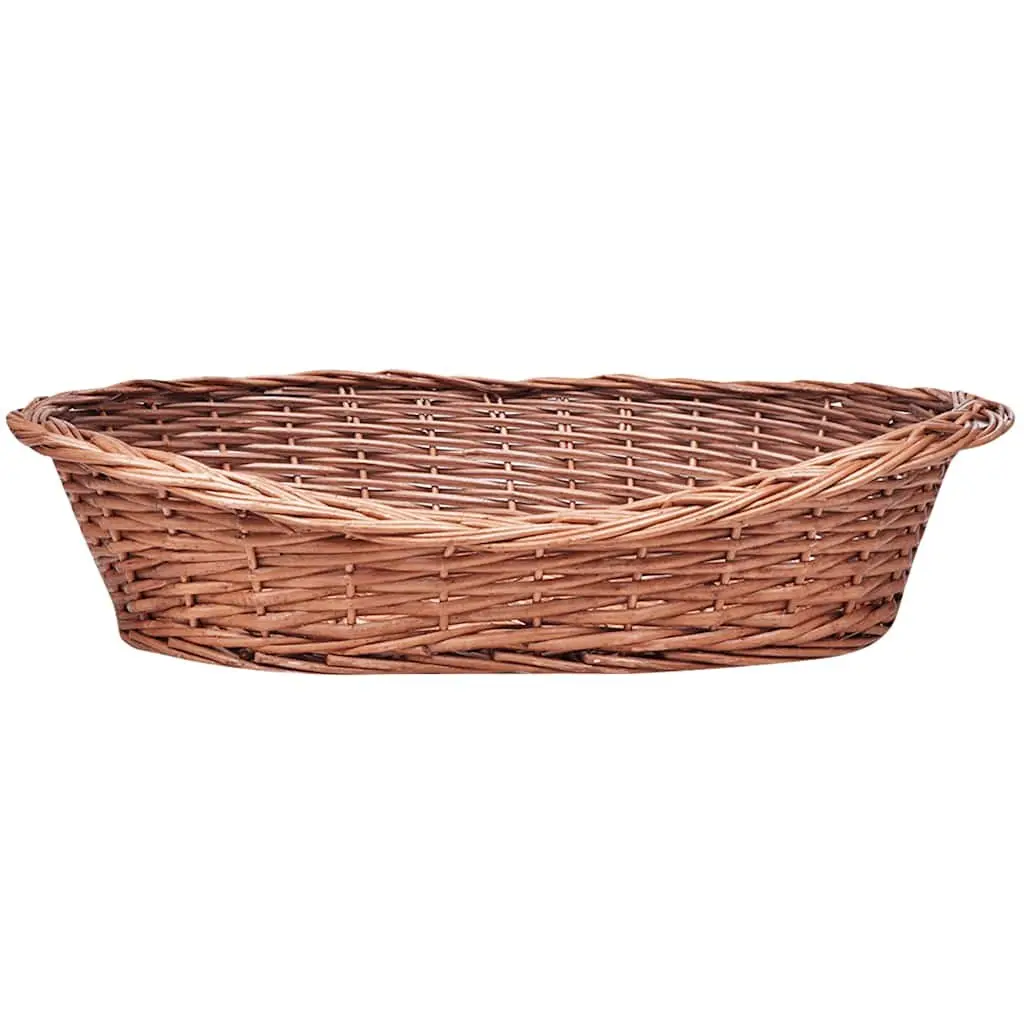 Dog Basket Pet Bed Brown 50cm Willow Woven Indoor Outdoor