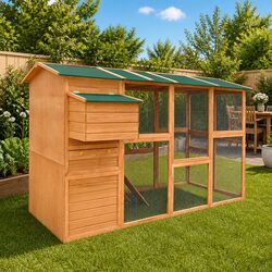 Wooden Chicken Coop with Nest Box - A Cozy Home for Chickens 295x163x170cm