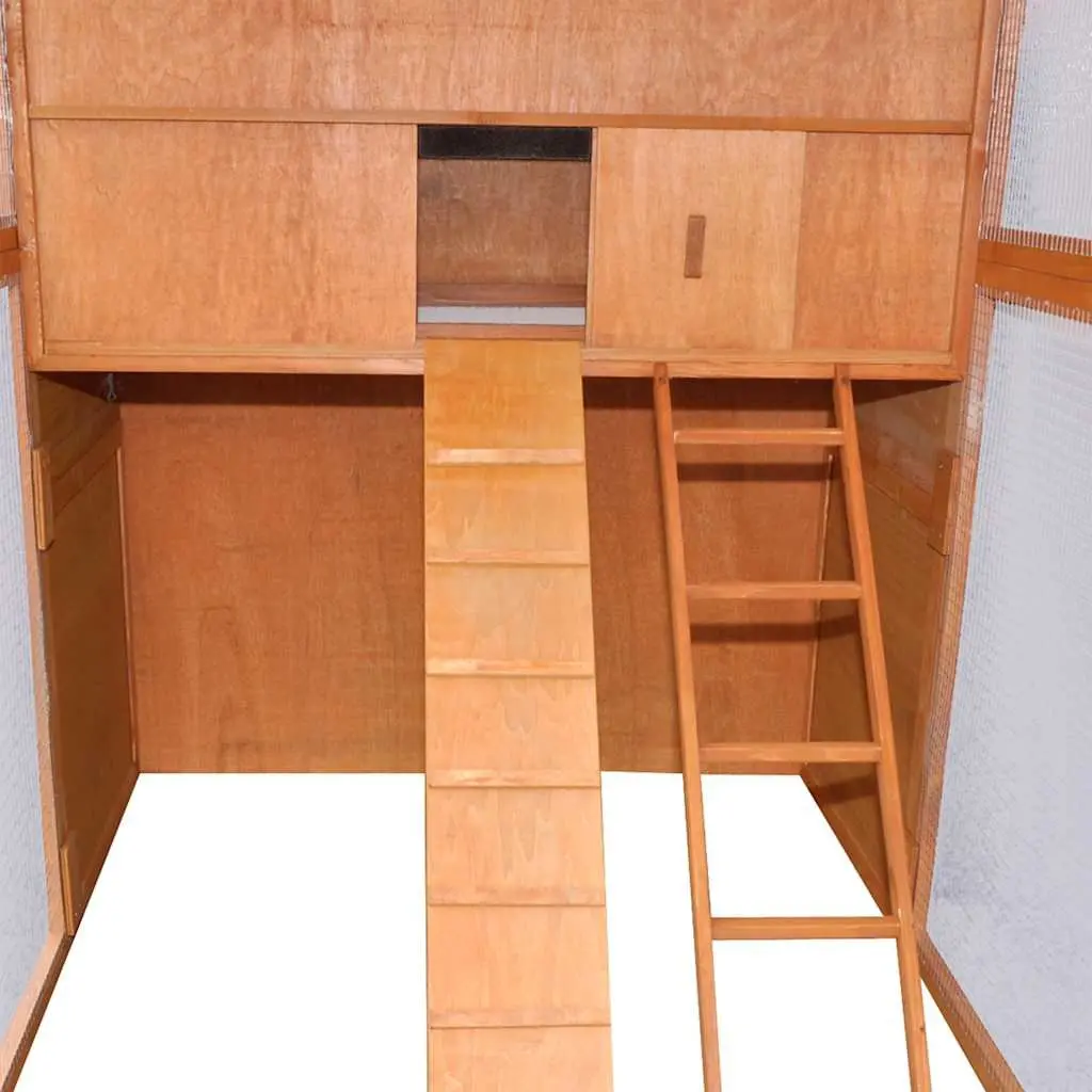Wooden Chicken Coop Brown 295x163x170cm Open-bottom Range Nesting Box Removable Tray