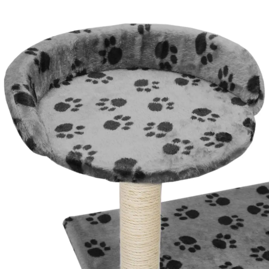 Cat Tree Grey 95cm Multi-Level Play Centre with Sisal Scratching Posts and Hideaway House