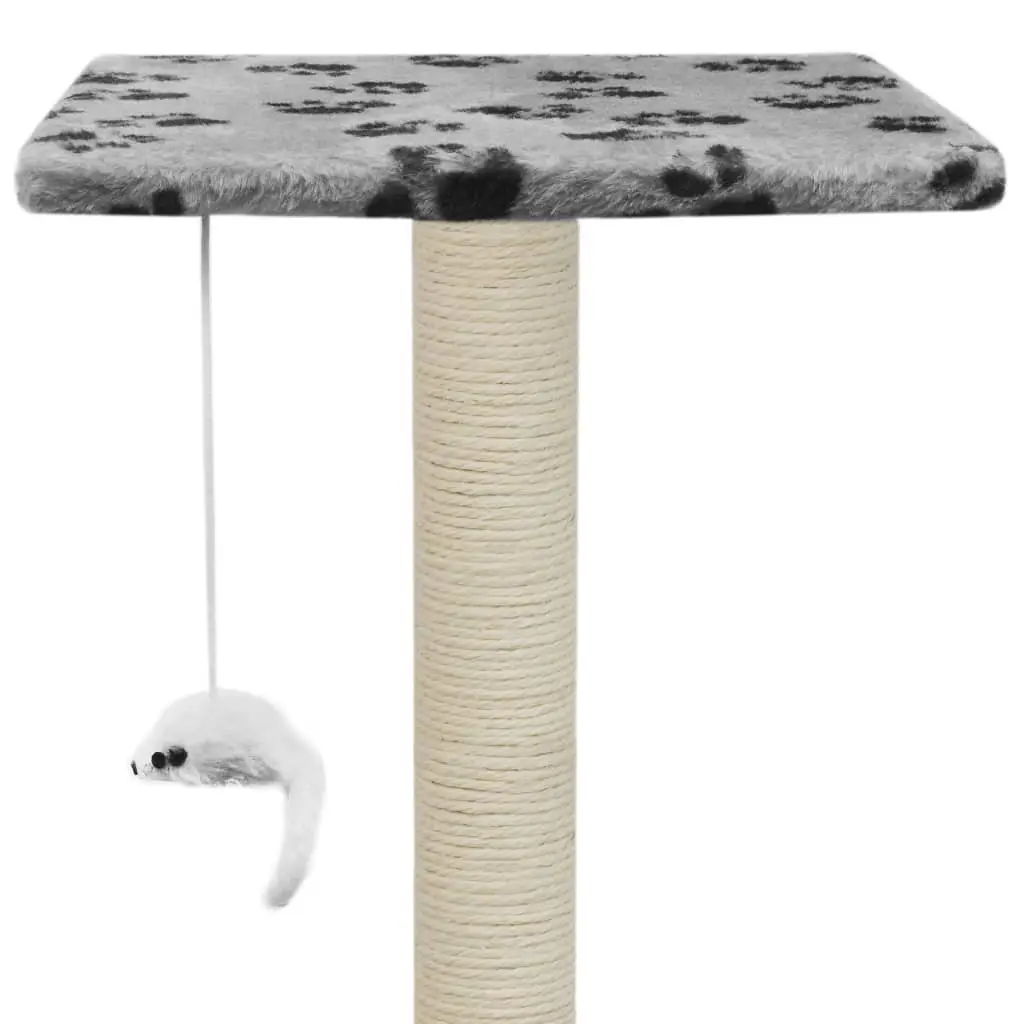 Cat Tree Grey 95cm Multi-Level Play Centre with Sisal Scratching Posts and Hideaway House