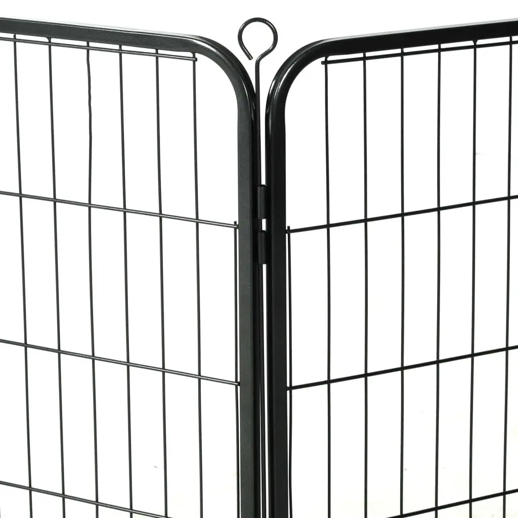 Dog Playpen Black 80x80cm 8 Panels Steel Enclosure Indoor Outdoor Pet Kennel