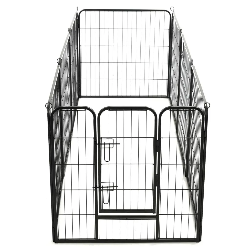 Dog Playpen Black 80x80cm 8 Panels Steel Enclosure Indoor Outdoor Pet Kennel