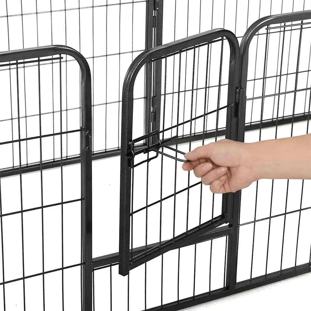 Dog Playpen Black 80x60cm 8 Panels Steel Enclosure for Outdoor Indoor Exercise Training
