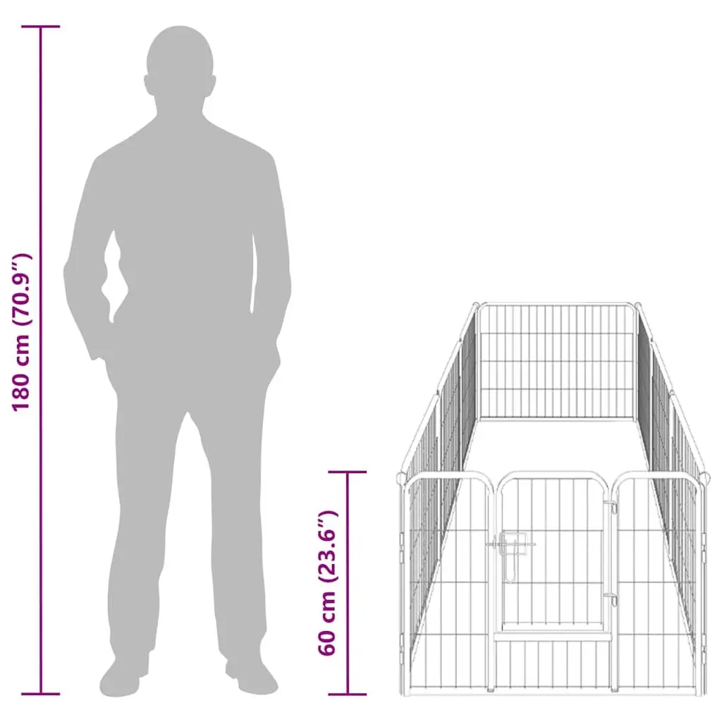 Dog Playpen Black 80x60cm 8 Panels Steel Enclosure for Outdoor Indoor Exercise Training