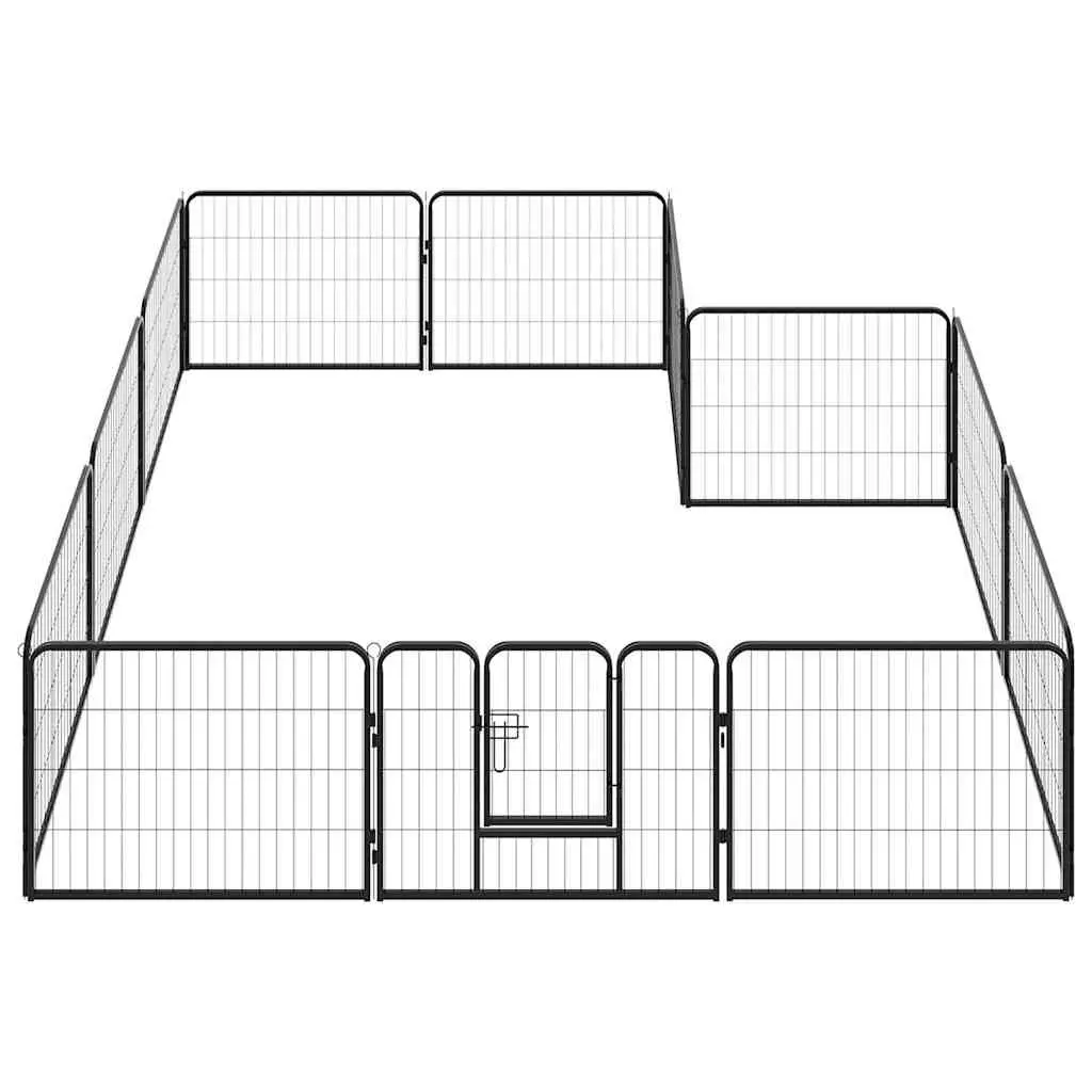 Dog Playpen Black 80x60 cm 12 Panels Steel Enclosure Indoor Outdoor Pet Exercise Pen