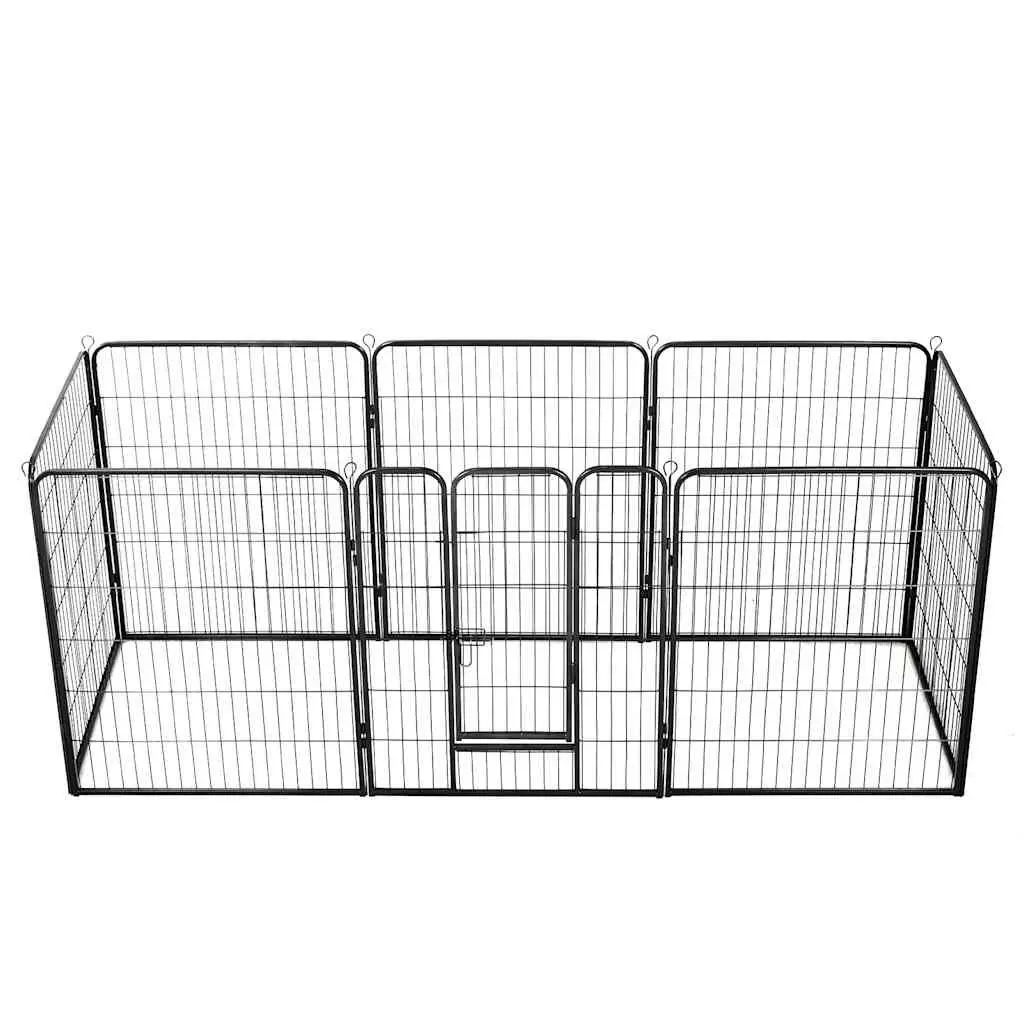 Dog Playpen Black 80x100cm 8 Panels Steel Enclosure for Outdoor Indoor Exercise Run