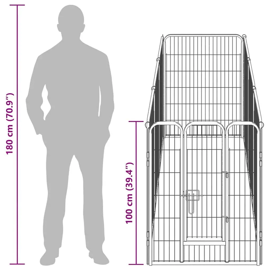 Dog Playpen Black 80x100cm 8 Panels Steel Enclosure for Outdoor Indoor Exercise Run