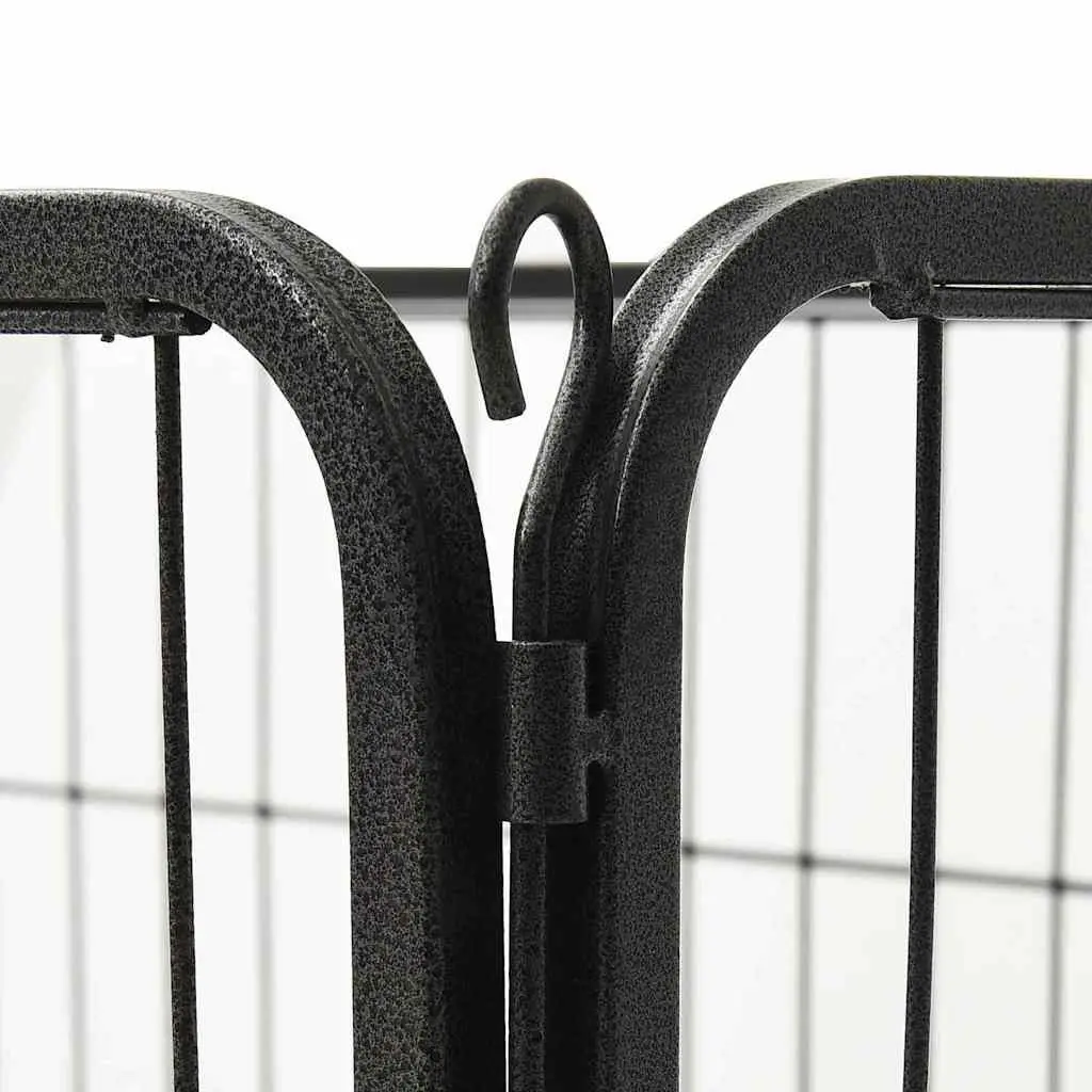 Dog Playpen Black Steel Hinged Door Indoor Outdoor Exercise Pen