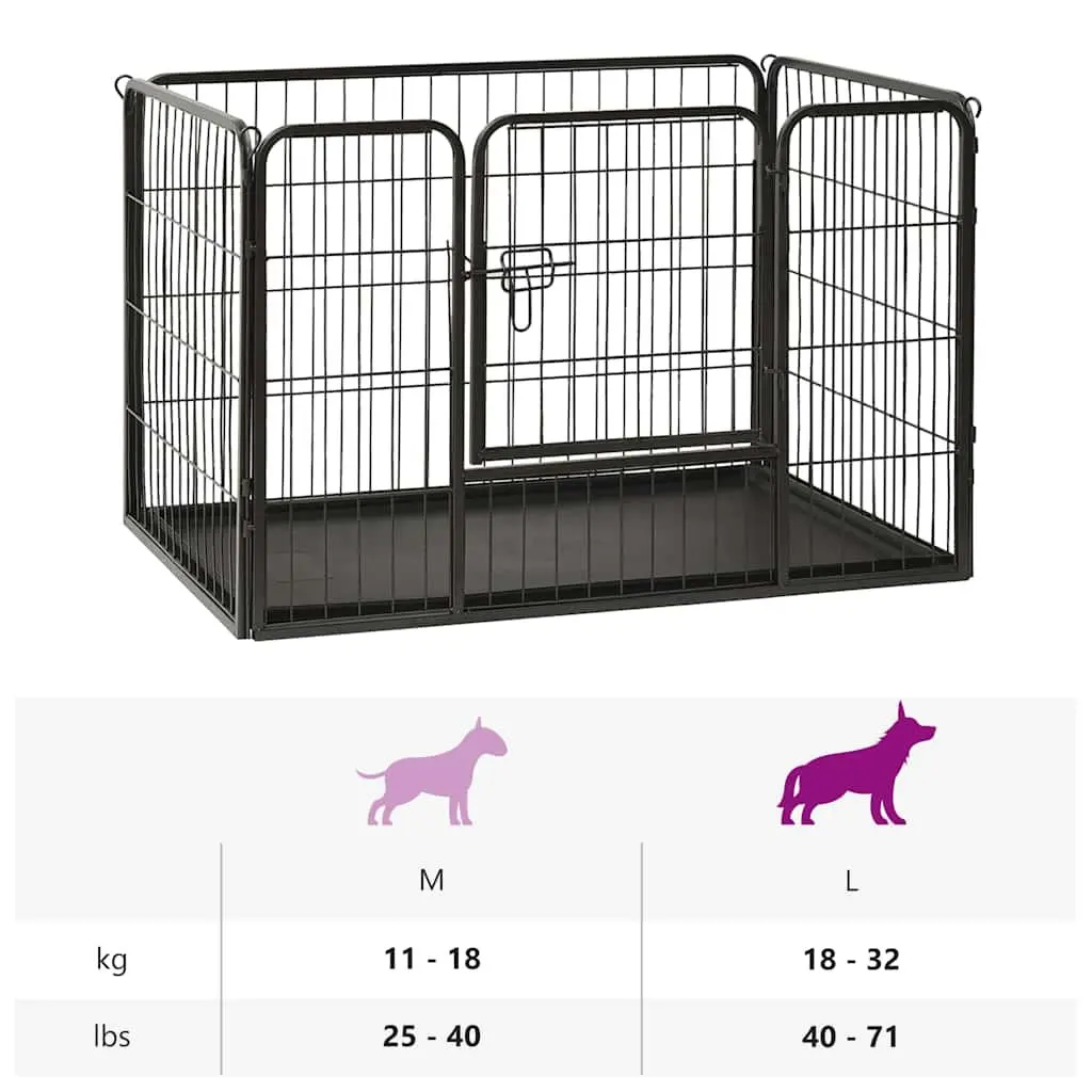 Dog Playpen Black Steel Hinged Door Indoor Outdoor Exercise Pen