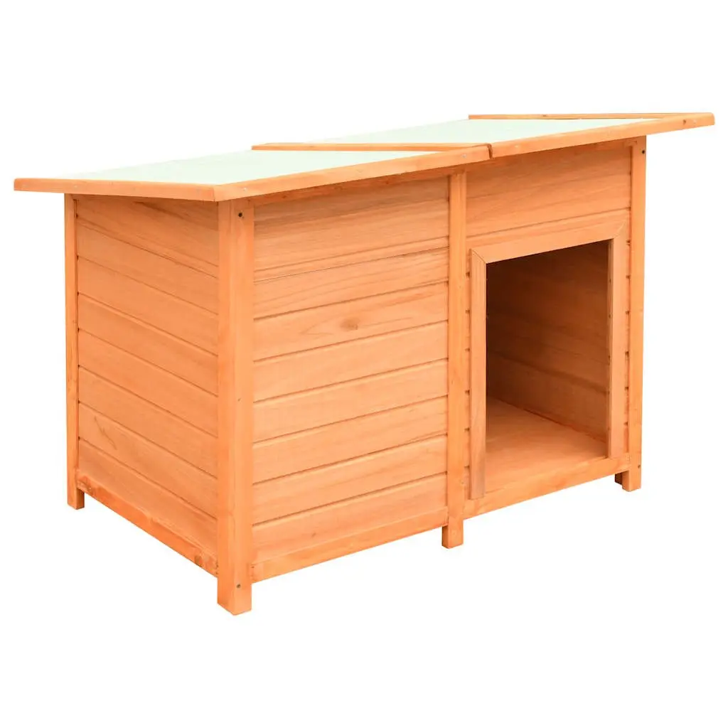 Dog House Brown Wooden Outdoor Kennel Solid Pine Fir Weather Resistant