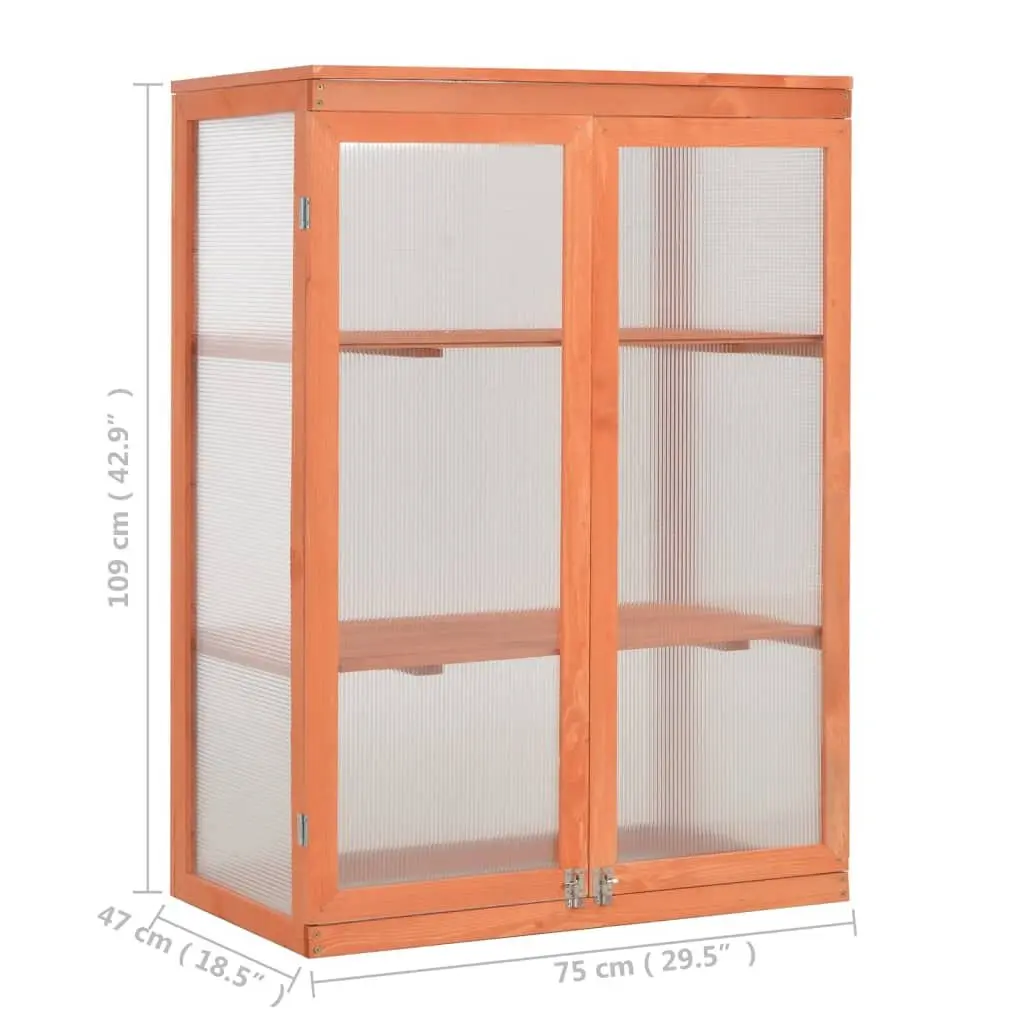 Wooden Garden Greenhouse Brown 75x47x109cm PC Board Shelves Cold Frame
