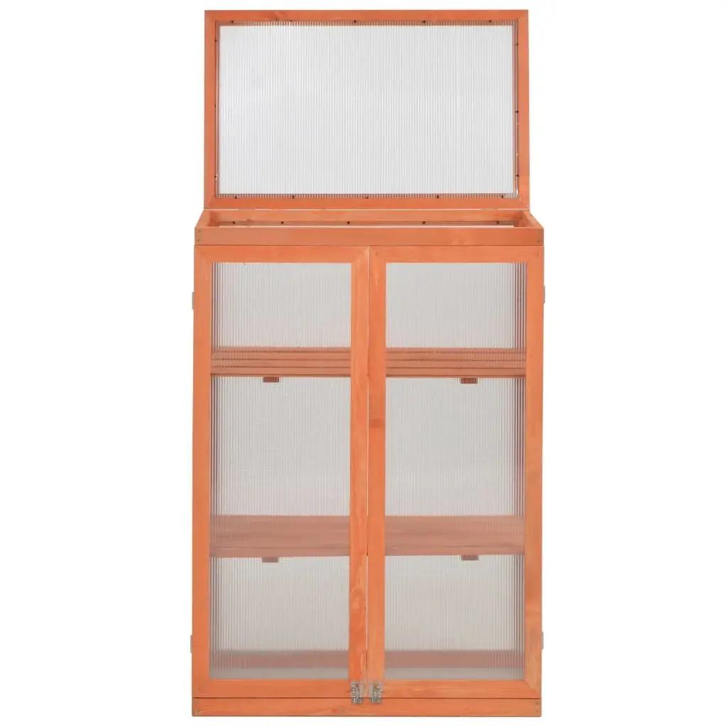 Wooden Garden Greenhouse Brown 75x47x109cm PC Board Shelves Cold Frame