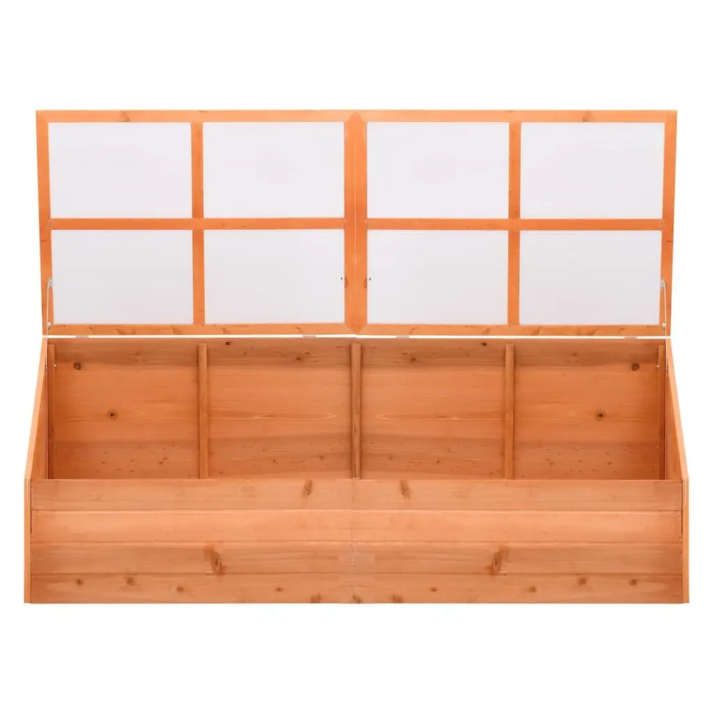 Wooden Garden Greenhouse Brown 180x57x62cm Hinged Lid Cold Frame Outdoor Plant Cover