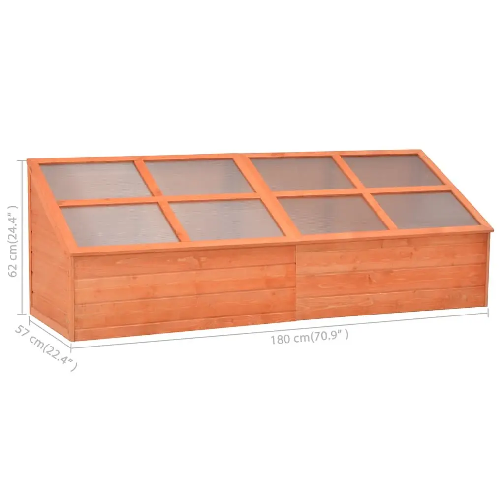 Wooden Garden Greenhouse Brown 180x57x62cm Hinged Lid Cold Frame Outdoor Plant Cover