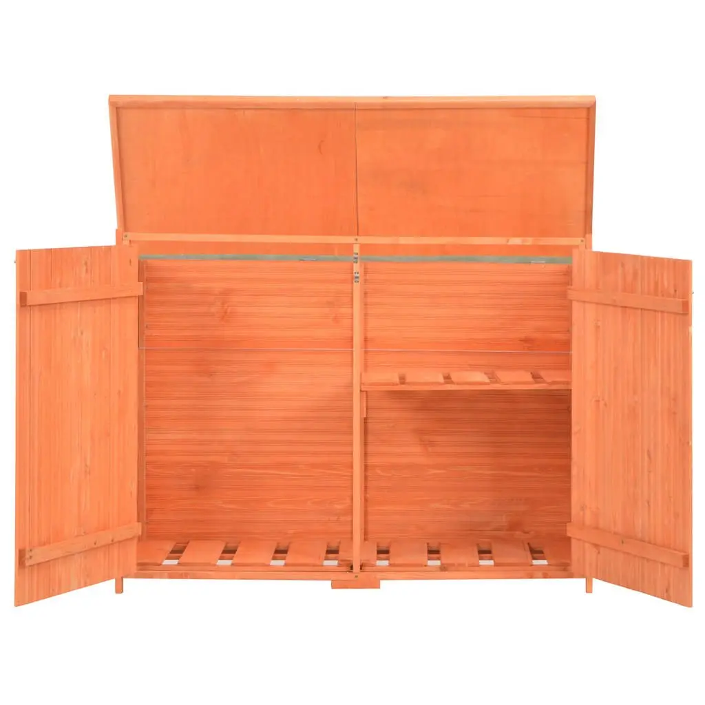 Garden Storage Shed Brown Wooden Tool Cabinet Outdoor Equipment Organiser