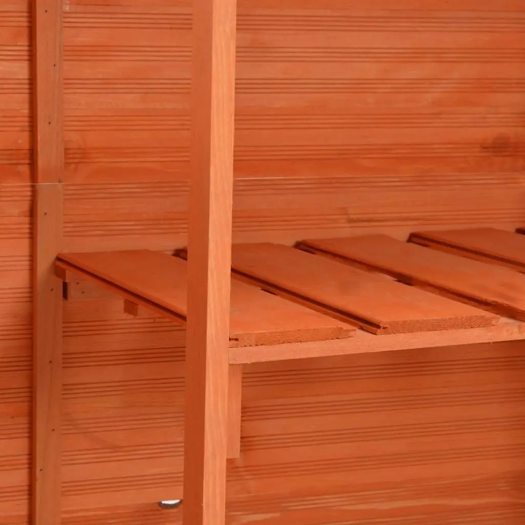 Garden Storage Shed Brown Wooden Tool Cabinet Outdoor Equipment Organiser