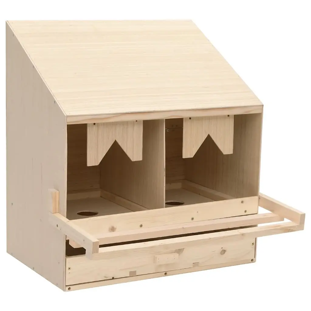 Chicken Laying Nest Box 2 Compartments Wooden Poultry Egg Collection Nesting