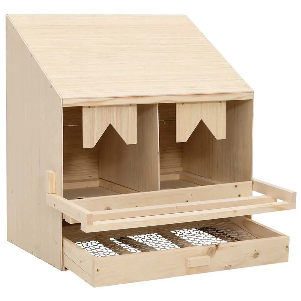 Chicken Laying Nest Box 2 Compartments Wooden Poultry Egg Collection Nesting