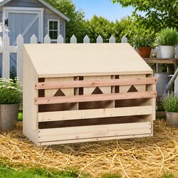 Chicken Laying Nest Box 3 Compartments Poultry Egg Collection Nesting Coop