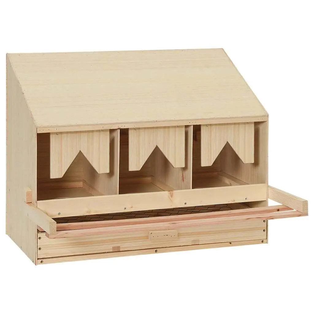 Chicken Laying Nest Box 3 Compartments Poultry Egg Collection Nesting Coop
