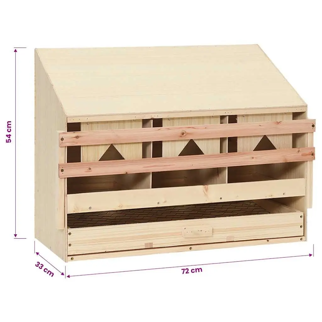 Chicken Laying Nest Box 3 Compartments Poultry Egg Collection Nesting Coop